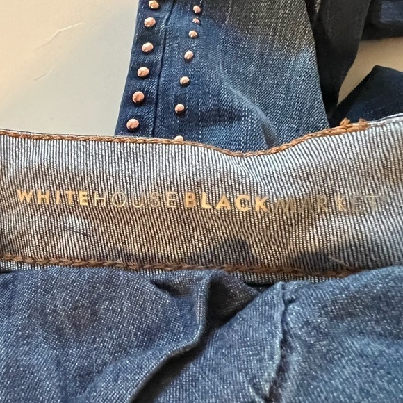 White House Black Market The Slim Ankle Jeans with Rose Gold Stud Trim Detail 00 - Picture 7 of 13